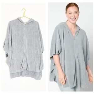 Barefoot Dreams CozyChic Ultra Lite Shirttail Poncho One Size Gray Soft Lounge